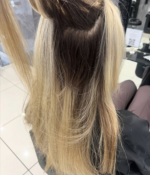 blonde transformations before at mova salons staines