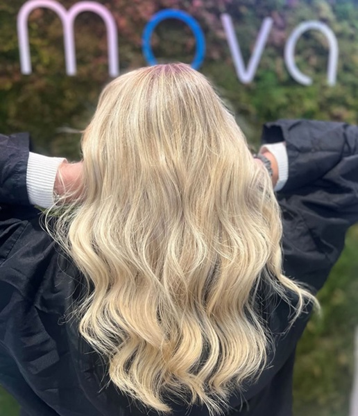 brunette to blonde transformation mova salons