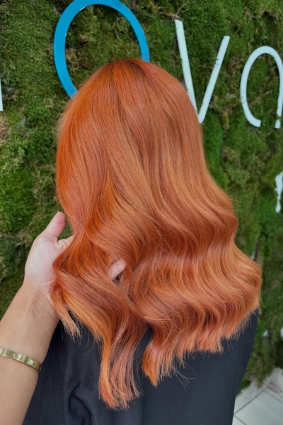 Vibrant copper hair colour using Davines colour at Mova Hairdressing Vibrant copper hair colour using Davines colour at Mova Hairdressing